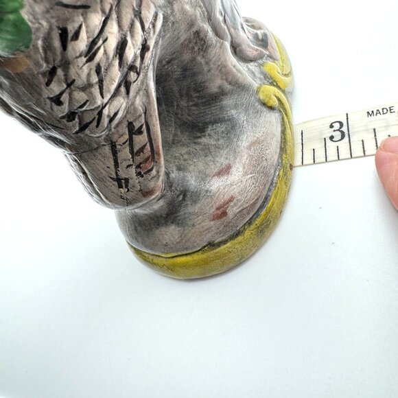 Vintage Hand-Painted Ceramic Owl Figurine Statue With Tree & Acorns - Picture 4 of 10